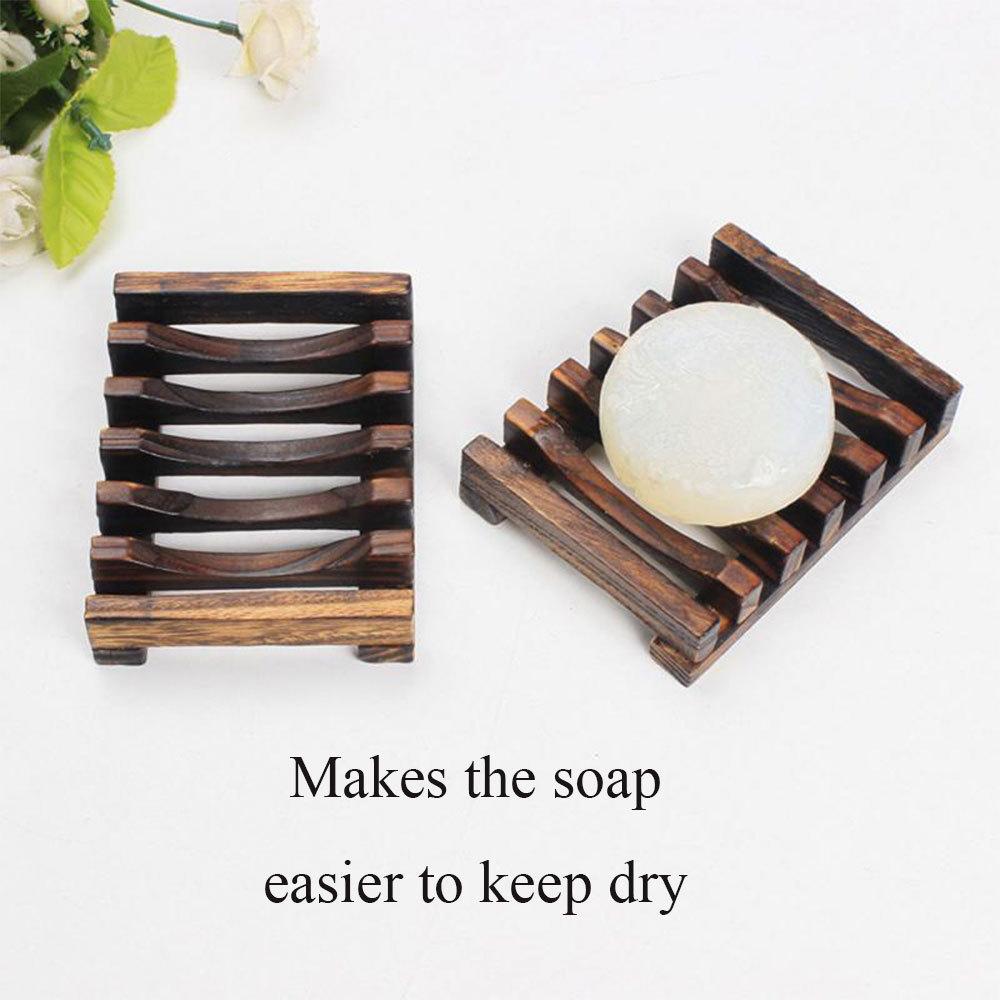 1pcs Soap Box Natural Wood Soap Dish Wooden Prevent Mildew Bath Soap Holder Drain Box Bathroom Supplies Dark Brown/Light Brown