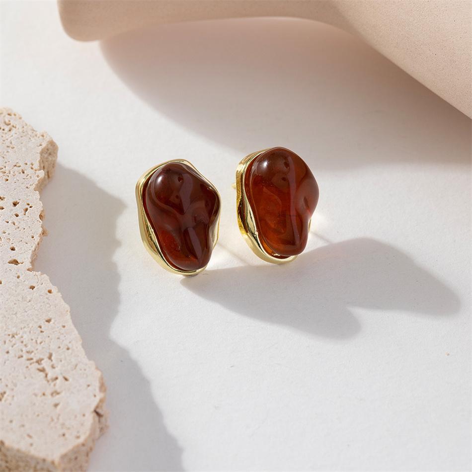 עגילי סטודי בצבע ענבר מייארד לא סדיר, תכשיטי אופנה נשיים בצבע מתוק גיאומטריים לאוזן, תכשיטי חתונה, מתנה רומנטית לילדה