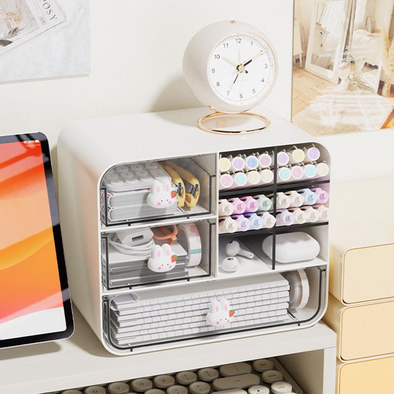 

Cute Desk Organizer Thickened Transparent Desk Items Small Multi-functional Tabletop Organizer Shelf for Home Office School Art CN