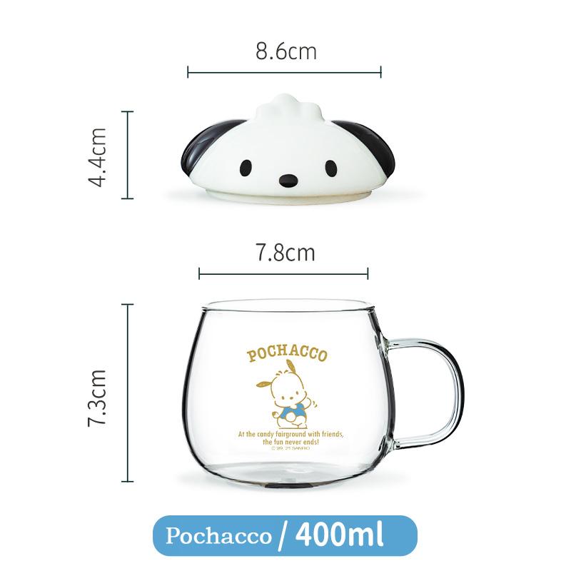 

For Sanrio Glass Cup Cartoon My Melody Coffee Mug with 3D Lid Heat-resistant High Borosilicate Glass Water Cups Office Drinkware 400ml