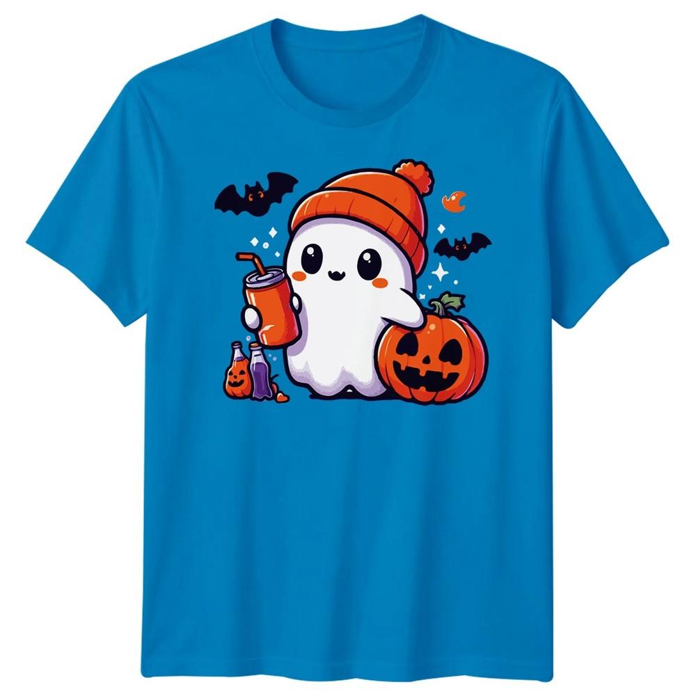 Halloween TShirt Ghost Pumpkin Iced Coffee Spooky Graphic Adults Kids Tee