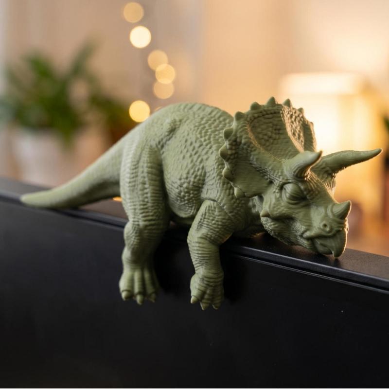 Sleeping T-Rex Monitor Topper 3D Printed Small Size Lazy Dinosaur Figurine Mini Ornament for Car Dashboard Decor