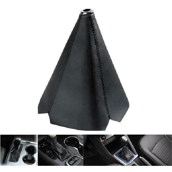 1*Black Leather Gear Stick Shift Knob Cover Boot Gaiter For Universal Manual Car