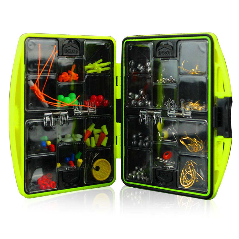 Yueou Rock Fishing Fishing Accessories Kit with Fishing Fishing Line Fishing Tackle Box Box, Hooks, Sinkers, Weights, Swivels, Snaps, Beads, Set,