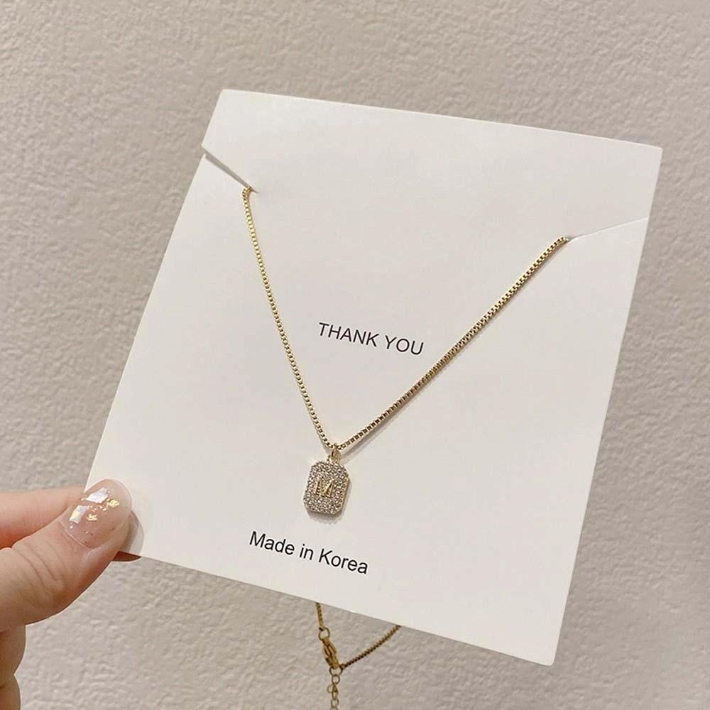 Simple Girls Women Korean M Letter Necklace Titanium Steel Fashion Jewelry Zircon Clavicle Chain