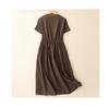 New Loose Women's Retro Round Neck Short Sleeved Mid Length Dress