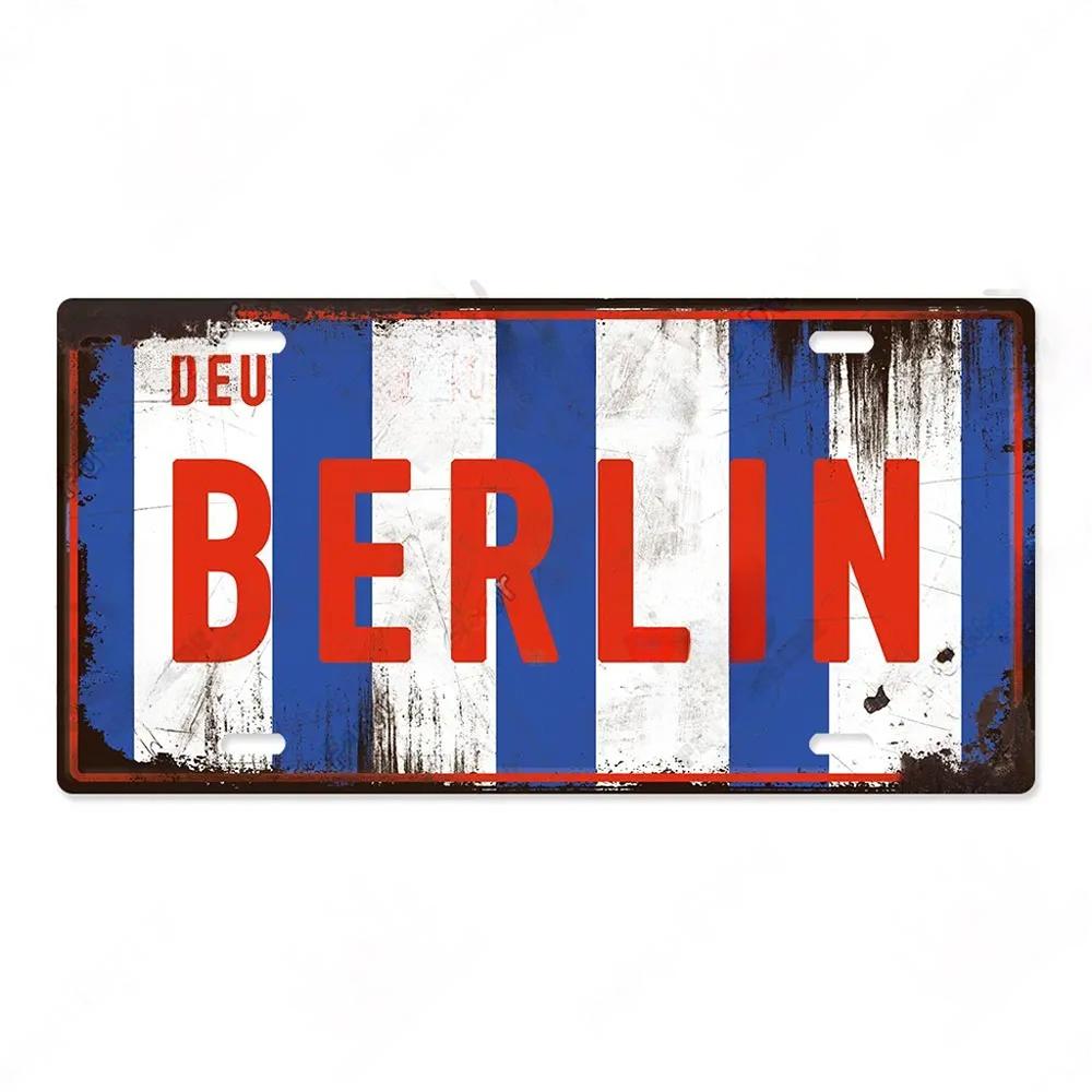 FJ Decors Germany City Metal Tin Signs Licenses Plate Plaque Metal Vintage Bar Pub Club Home Wall Decor