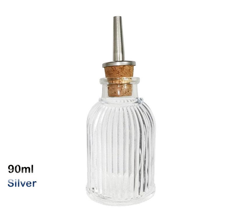 Láhev na koktejlové bitters - Vintage skleněný design s korkem a nerezovým dávkovacím uzávěrem - Profesionální barový set, příslušenství