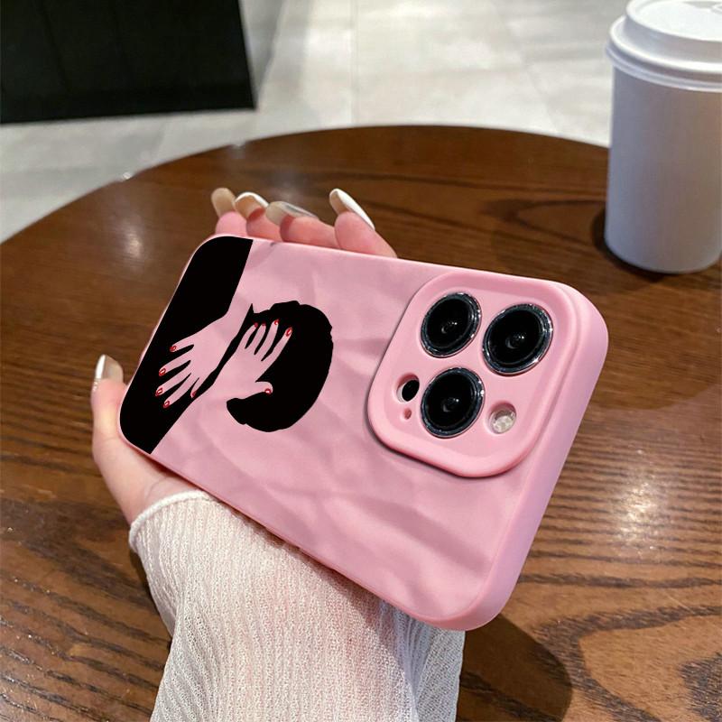 

Поверхностные морщины и неровности чехол для мобильного телефона с принтом поцелуя защитный матовый чехол TPU мягкий силиконовый чехол iPhone 16 Pro Max розовый