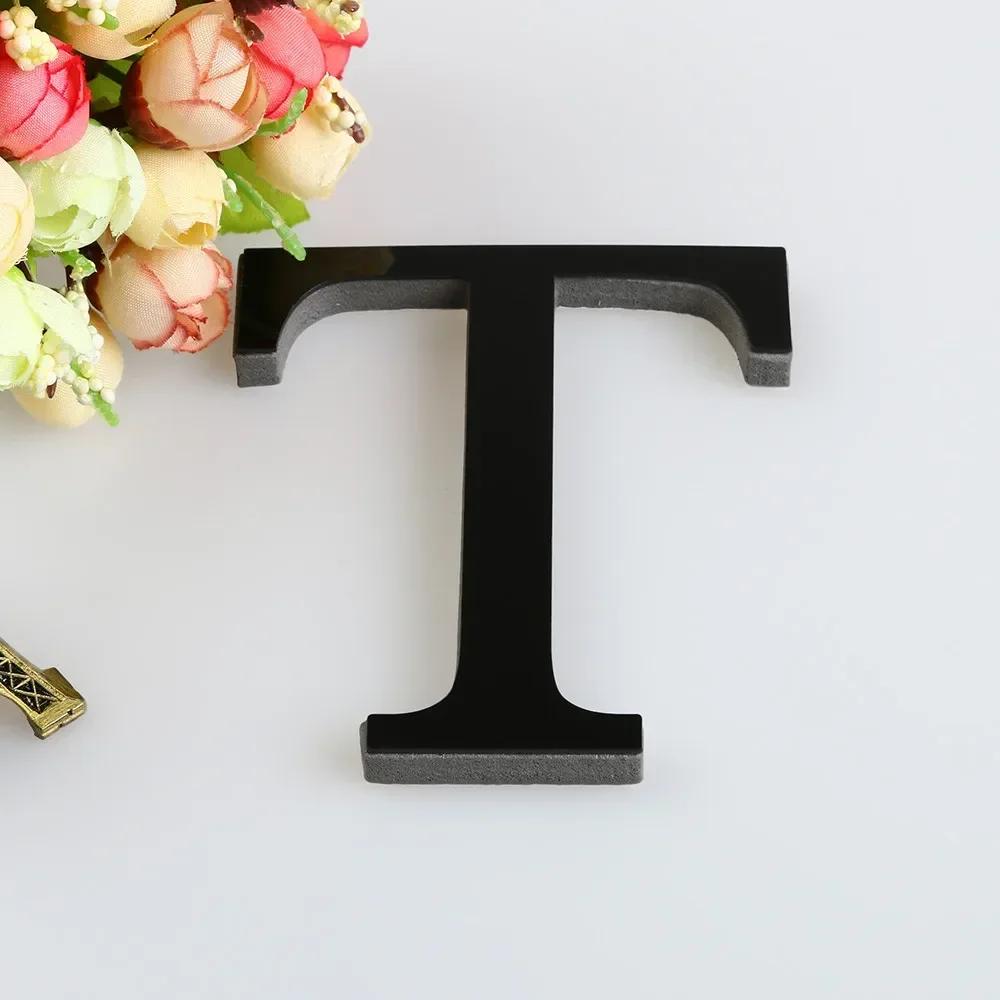 26 Letters DIY 3D Mirror Acrylic Wall Sticker Ornaments Black English Alphabet Decals Home Decor Wall Art Mural Party Decoration