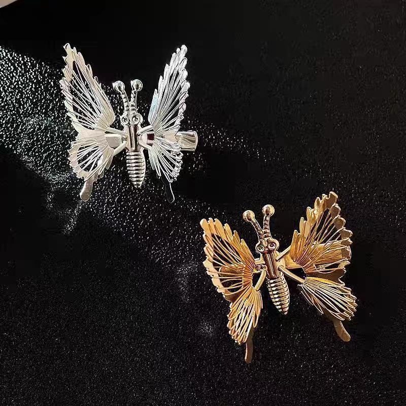 AWAYTR Luxury Hollow-out Gilded Butterfly Duckbill Hairpin Alloy Hair Clip Valentine Headwear Hair Accessories Festival Gift