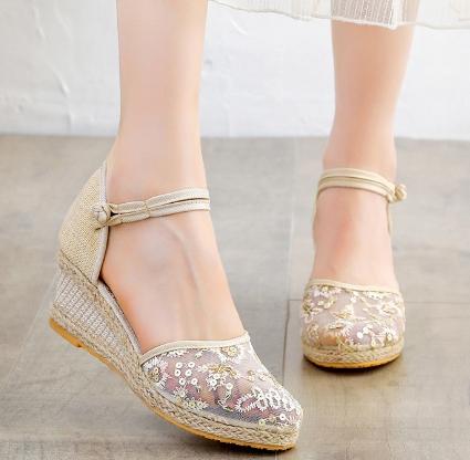 Heeled Sandals Women Wedges Espadrilles Summer Shoes Ladies Comfort Casual Closed Toe Sandal Pumps Heels Party Shoes Footwear