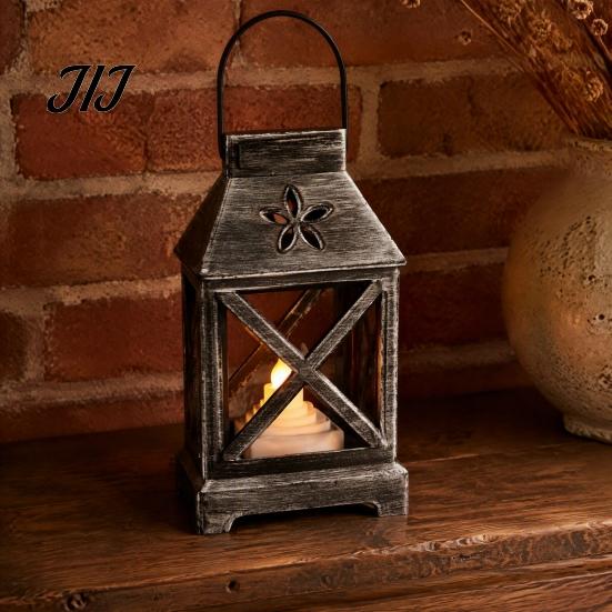 Party Mood Lighting Decorative Lantern with LED Candle, Battery Operated Flickering Flame Lamp, Vintage Night Lamp Hanging Lanterns, Flameless Candle