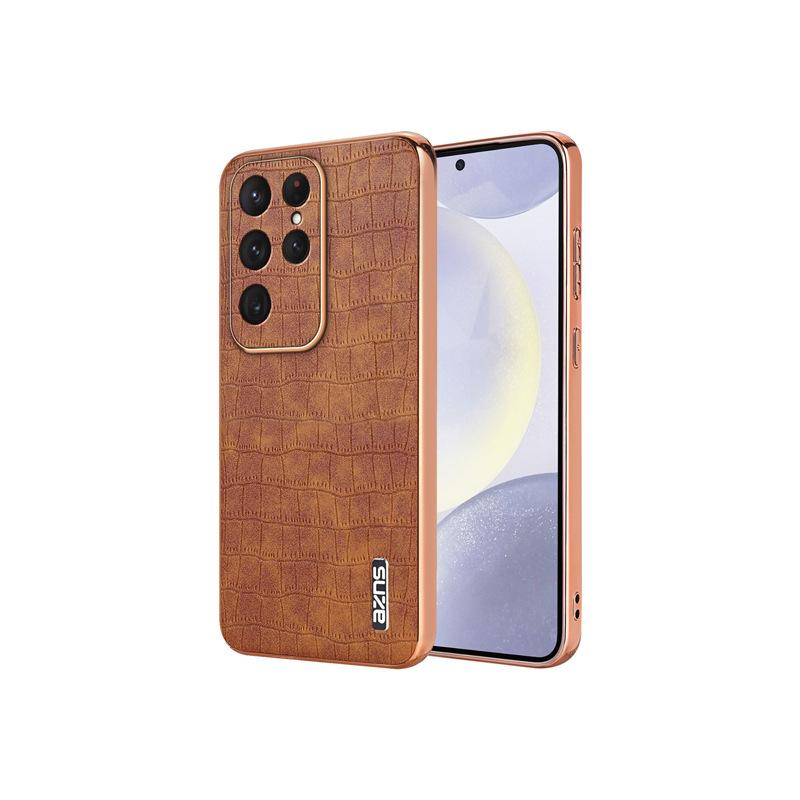 Suitable for Samsung S24ultra Phone Case with Crocodile Leather Texture. Samsung All-inclusive 25plus Anti-drop S23 Men's Leather Case