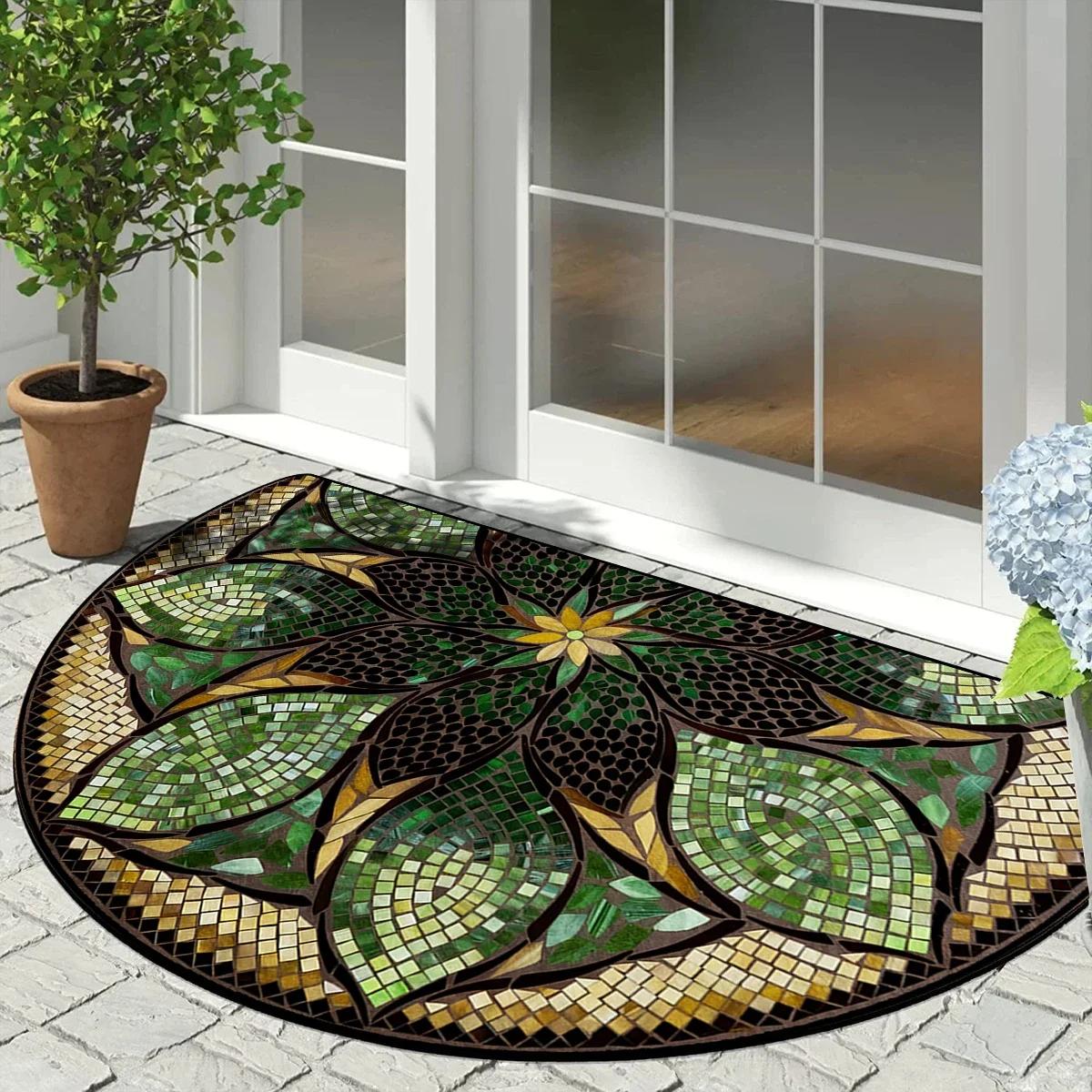 

Semi Circle Doormat Non Slip Entrance Mat for Home Garden Decor Outdoor Carpet Durable Floor Rug Tapete Entrada De Casa 50x80cm