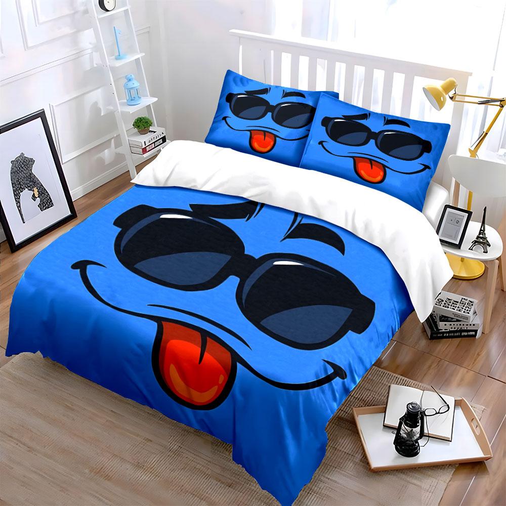 Smiling Face with Sunglasses. Bedding Sets Duvet Cover Sets Duvet Covers Pillowcases(1*Duvet Cover 2*Pillowcases Without Duvet Insert)