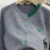 Women Fall Winter Knit Cardigan Single-breasted Round Neck Color Matching Elastic Warm Anti-pilling Lady Sweater Coat