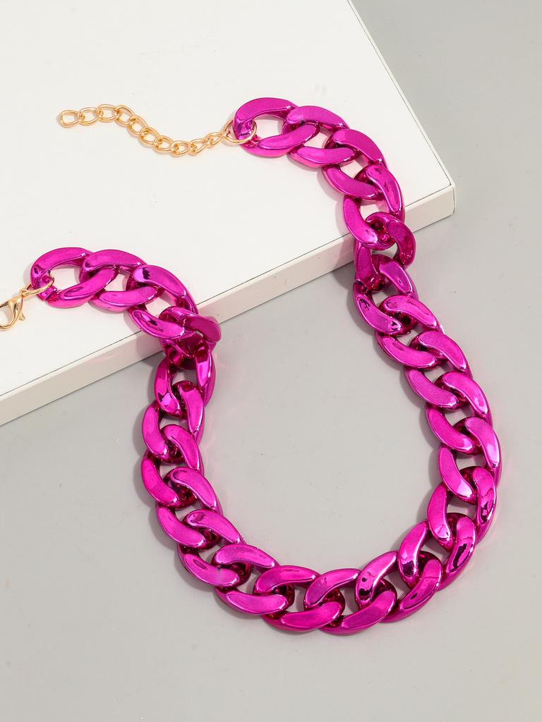 Fashion Hip Hop Metal Color Acrylic Chunky Necklace for Women Men Vintage Glossy Resin Cuban Link Chain Choker Y2K Jewelry Gifts