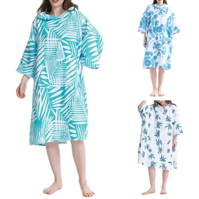 Bytkläde Handduk Huvförsedd Klänning för Surfing, Simning, Strand, Våtdräktsbyte, Snabbtorkande Mikrofiber Handduk Poncho