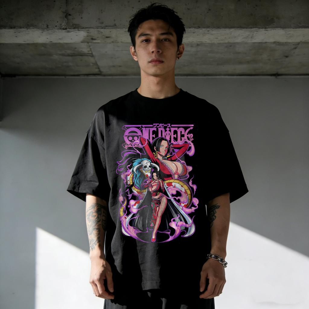 One Piece Boa Hancock Print Cotton T-shirt Summer Anime Men Women 2026 Short-sleeved Retro Harajuku Y2K Streetwear Tee Tops