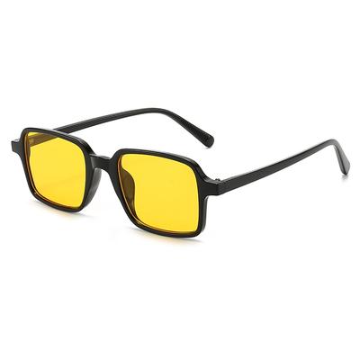Sonnenbrille für den Sommer, Retro, rechteckiger Rahmen, UV400, Vintage, Mode, klassisch, Leopardenmuster, gelbe Gläser, Reise-Sonnenschutz für den Außenbereich