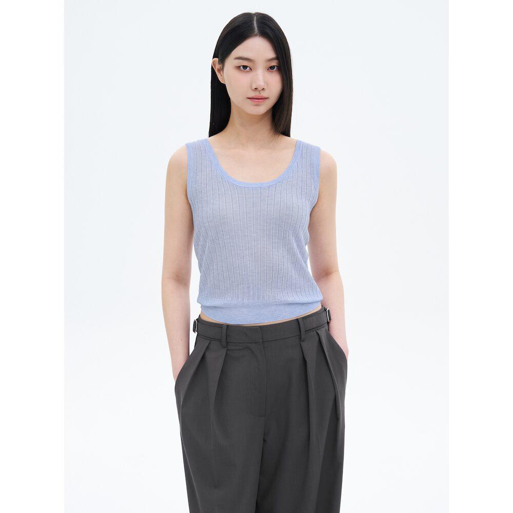 8Seconds Sheer Ribbed Sleeveless Pullover Sky Blue Sky Blue/S