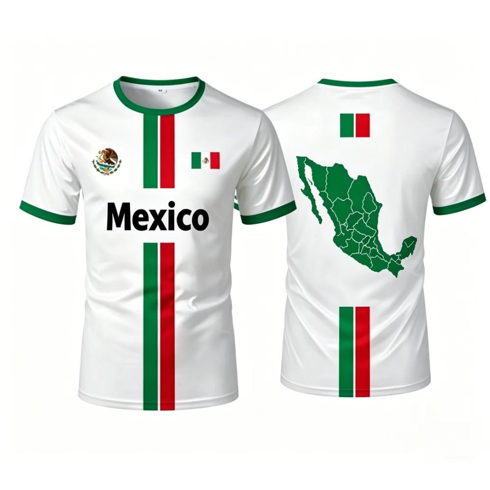 Magliette da Calcio Messico 2026 Moda Estiva Manica Corta Magliette Stampate 3D con Bandiera del Messico Top Casual