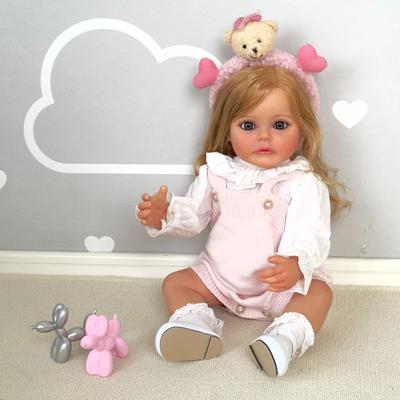 Lifelike 55 Cm Full Silicone Reborn Dolls SueSue Cute Princess Girl Baby Doll Handmade 3D Painted Skin Rooted Hair Simulation Doll Kid's Birthday Gift