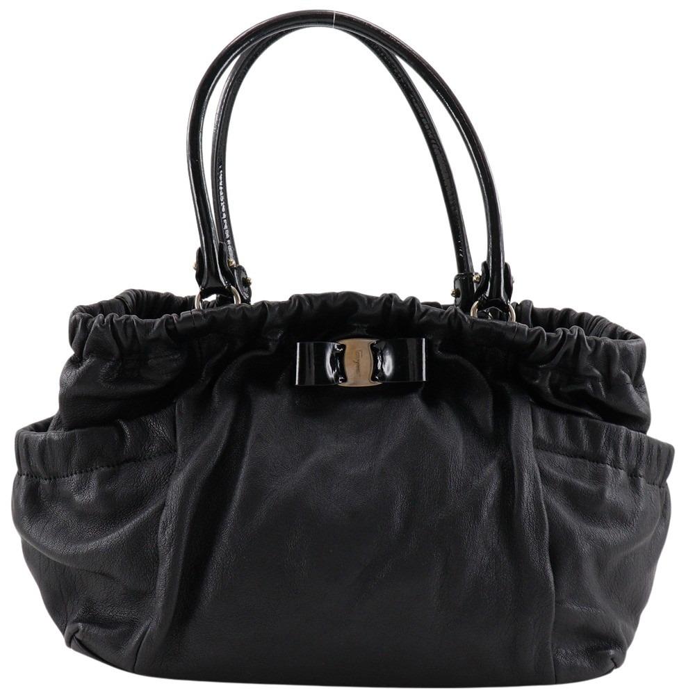 

Salvatore Ferragamo Vara ribbon Tote Bag AU-21/C784 black leather/enamel Women Used