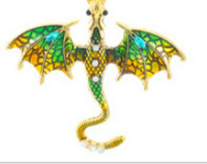 Retro Colorful Enamel Dragon Brooch - Unisex Lapel Pin & Necklace Accessory