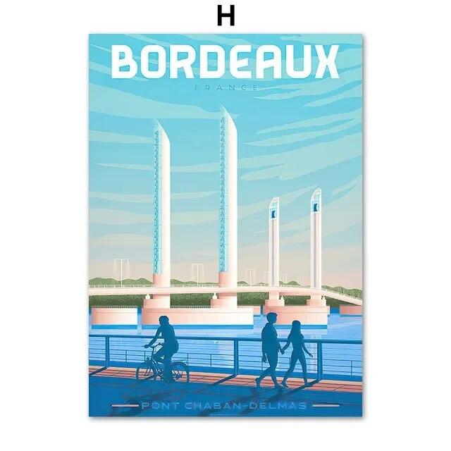 Nordic France Nice Paris Monaco Nantes Poster Colored Travel City Romantic Landscape Canvas Painting Art Wall Home Decor Gift