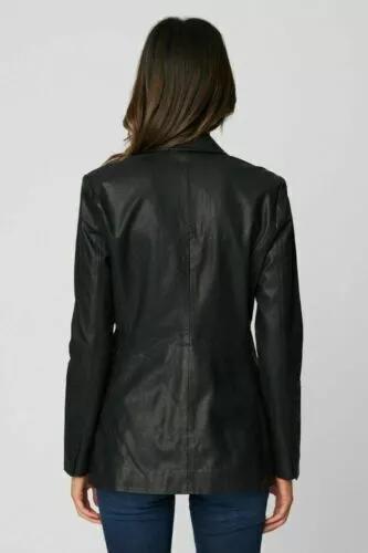 Handmade Stylish Casual Formal New Black Women's Blazer Genuine Lambskin Leather