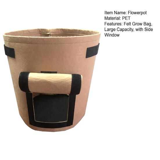 Flowerpot Fabric Grow Bags with Handles And Side Hook And Loop Opening Container Reinforced Stitching Air Circulation Flowerpot for Garden