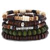 Hot-selling handmade beaded bracelet men's retro style multi-layer elastic line wooden bead coconut shell jewelry