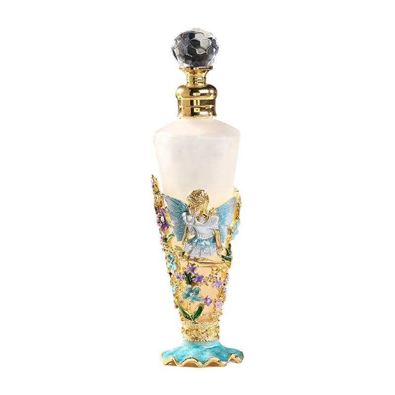 Artistic Conical Shape 25ml Empty Perfume Bottle Glass And Zinc Alloys Featuring Enamel Design