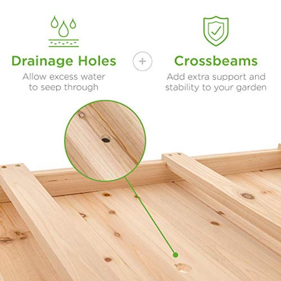 Raised Garden Bed 48x24x32-inch Mobile Elevated Wood Planter with Lockable Wheels and Storage Shelf Natural Color Durable Wood