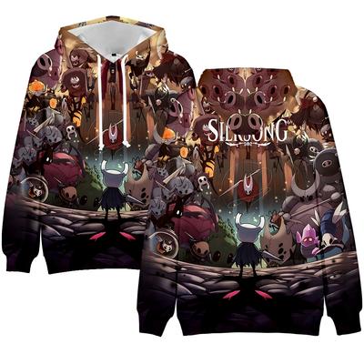 קפוצ'ון חדש של Hollow Knight Silksong קפוצ'ונים אנימה בגדי רחוב סווטשירט עם קפוצ'ון מודפס מצויר גברים נשים קוספליי פולאוברים ספורטיביים