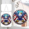 1 Set of Eagle and Flag Special-shaped Diamond Diamond Painting Wooden Pendant, Including Point Diamond Tools, Suitable for Handmade Enthusiasts