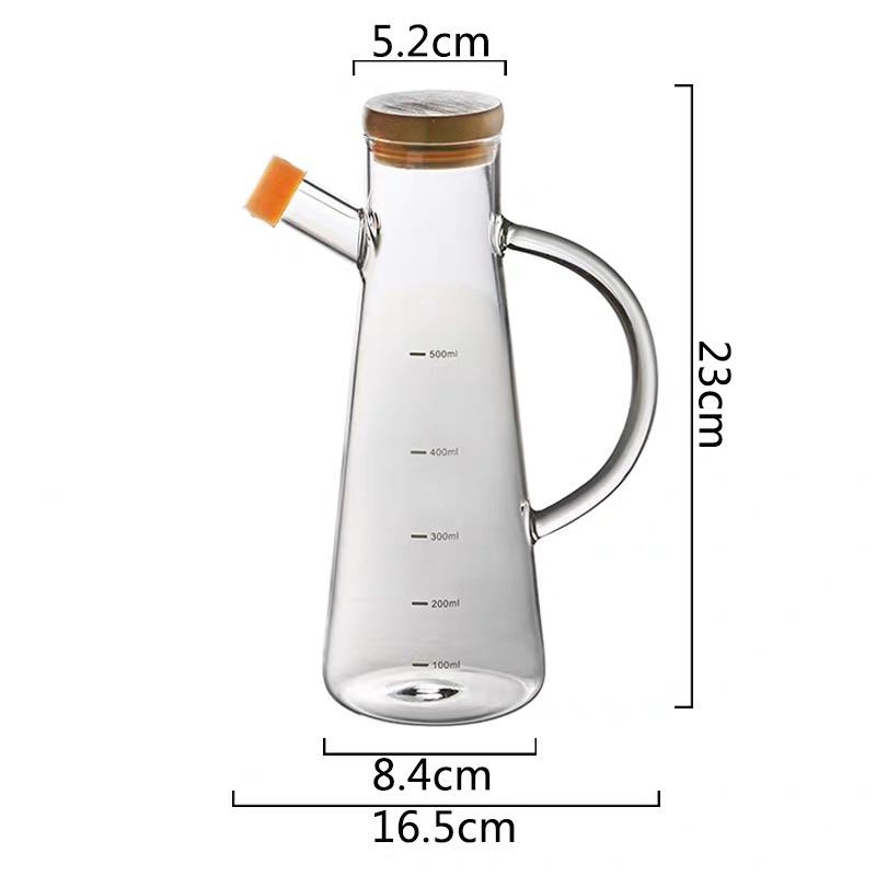 Hi Transparent Oil Bottle with Handle and Scale Heat-resistant Kitchen Tools Soy Sauce Vinegar Container