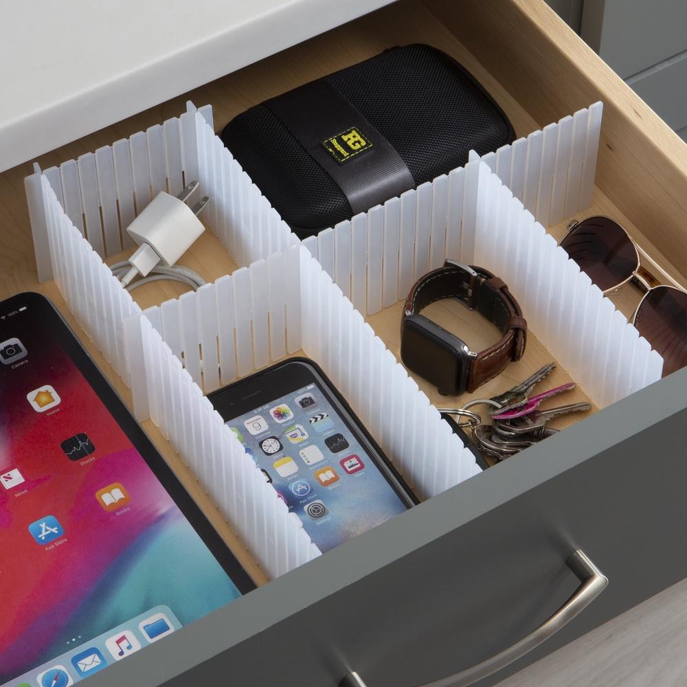 

Настраиваемый набор органайзеров для ящиков 3 сцепляющихся разделителя Легкое хранение Порядок Модульный дизайн Идеально для спальни кухни офиса United States