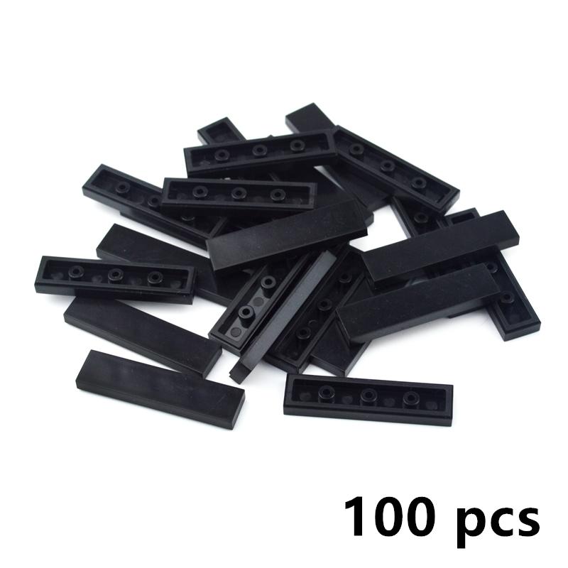 100pcs DIY Building Blocks Smooth Figure Bricks 1x4 Colorful Educational Ceramic Flat Tile Blocks Compatible 2431 Creative Toys
