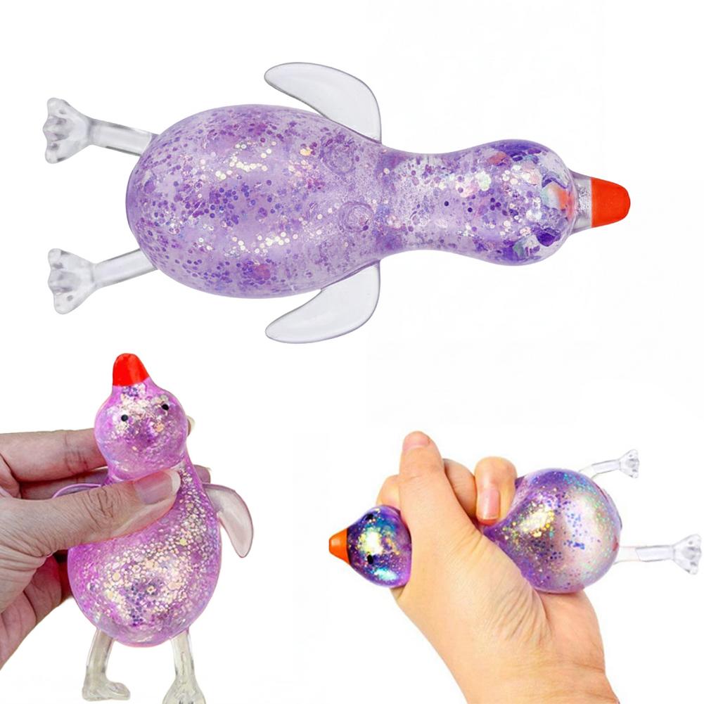 1Pcs Glitter Penguin Squishy Toy Soft Squeeze Stress Relief Toy Slow Rising Sensory Fidget Toy For Kids Adults Birthday Gift