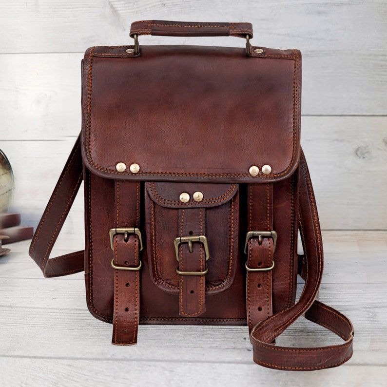 Leather Messenger Bag Men Women Shoulder Bag Cross Body College Bag for Women & Men Satchel Purse Compatible with iPad and Tablet Gift Bag