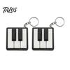 Piano Keychain 2Pcs Pendant, 3D Printed Mini Keys Stress Relief Toy, Smooth Buttons Musical Key Chain with Metal Ring, Black White Design Gift