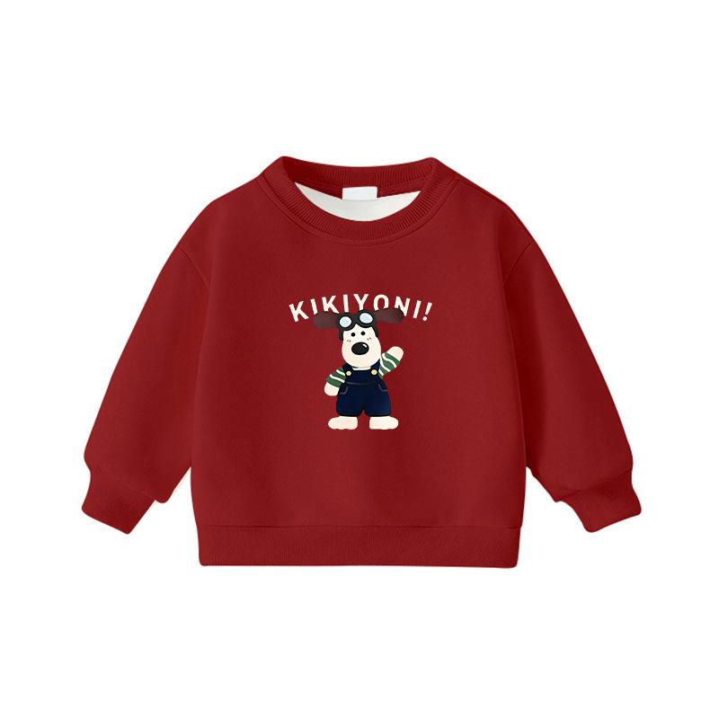 Popular Korean-Style Kids  Round Neck Long Sleeve Velvet-Lined Loose Hoodie 140 cm