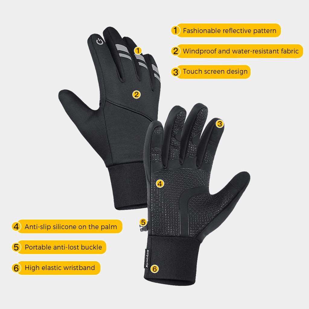 Winter Warm Cycling Gloves Touch Screen Waterproof Windproof Reflective Ski Riding Gloves