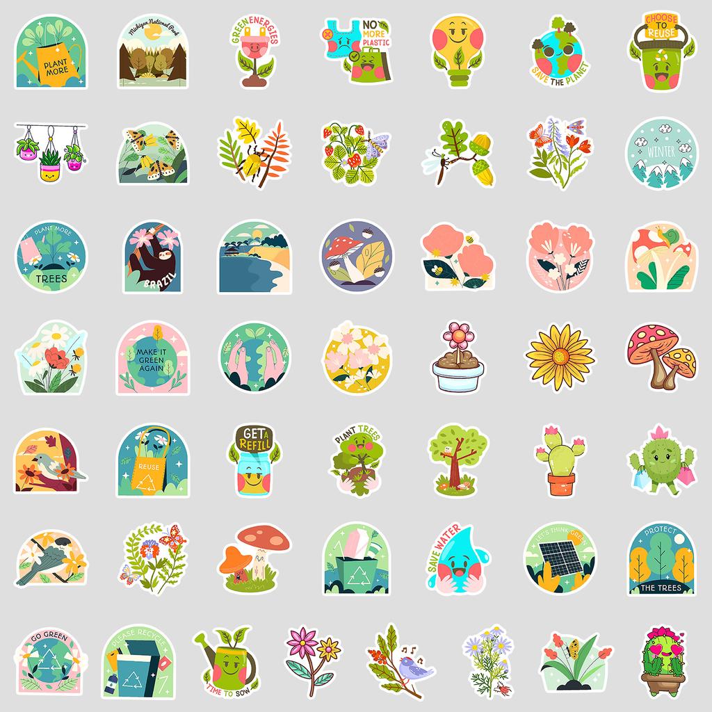 50 Pieces of Nature Protection Graffiti Stickers Creative Charity Promotion Stickers Mobile Phone Computer Waterproof Decorative Stickers