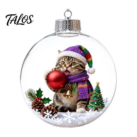 LED Transparent Christmas Balls Glowing Story Ornament, Light‑Up Mini Animals Hanging Ball Ornament with Warm Acrylic Gift Souvenirs Light,