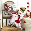 Chic Red Paris Theme Pillowcase - Eiffel Tower & Romantic Elements Print Pillow Cover for Sofa Bedroom Living Room
