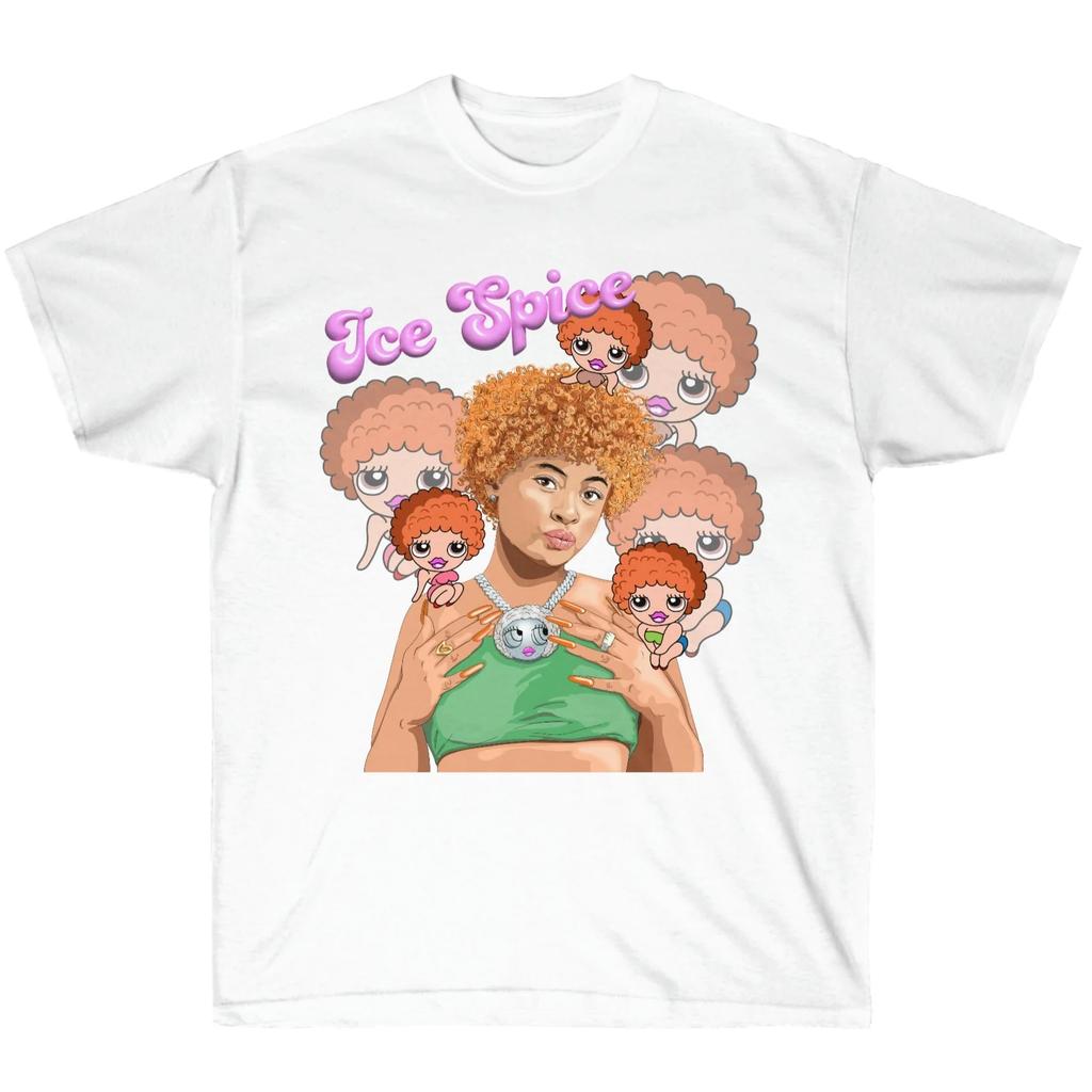 Ice Spice Creativity Tour Graphics 100Cotton Shirt Unisex Y2k Hiphop 2026 Summer Unisexs Oneck Short Sleeve Tshirt Fan Gift